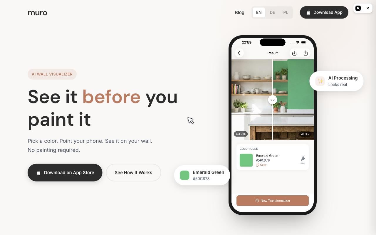 Muro, AI paint color visualizer